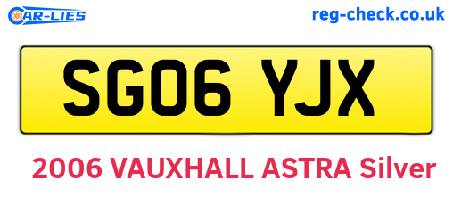 SG06YJX are the vehicle registration plates.