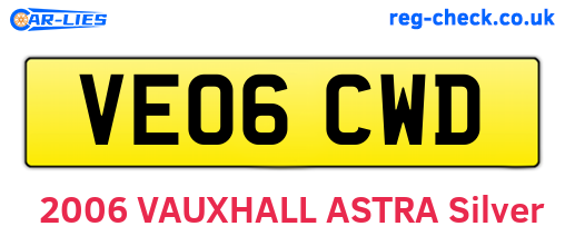 VE06CWD are the vehicle registration plates.