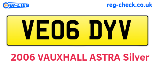 VE06DYV are the vehicle registration plates.
