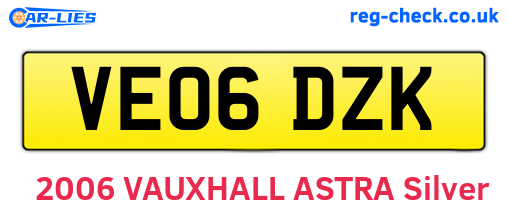 VE06DZK are the vehicle registration plates.
