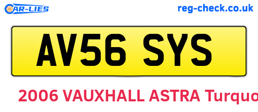 AV56SYS are the vehicle registration plates.