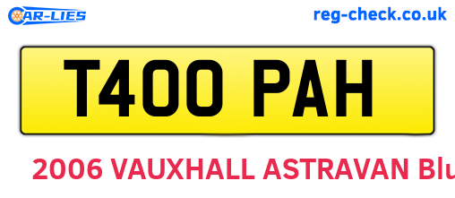 T400PAH are the vehicle registration plates.