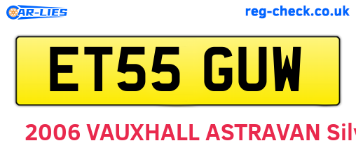 ET55GUW are the vehicle registration plates.