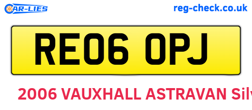 RE06OPJ are the vehicle registration plates.