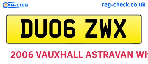 DU06ZWX are the vehicle registration plates.