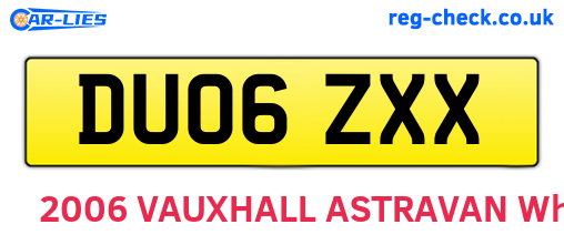 DU06ZXX are the vehicle registration plates.