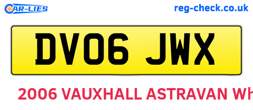 DV06JWX are the vehicle registration plates.