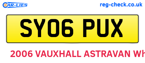 SY06PUX are the vehicle registration plates.