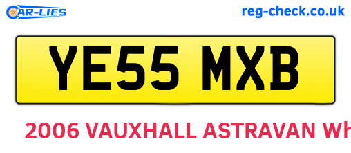 YE55MXB are the vehicle registration plates.