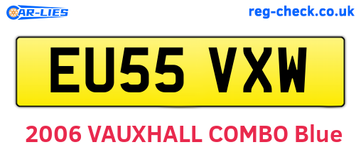 EU55VXW are the vehicle registration plates.