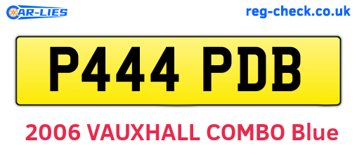 P444PDB are the vehicle registration plates.
