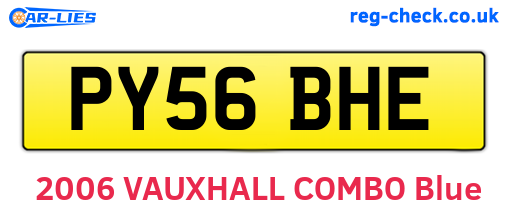 PY56BHE are the vehicle registration plates.