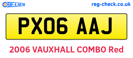 PX06AAJ are the vehicle registration plates.