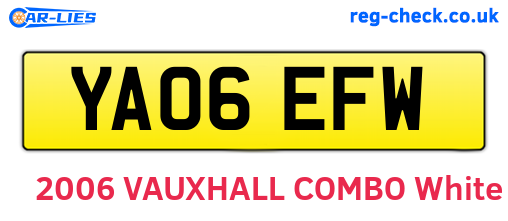 YA06EFW are the vehicle registration plates.