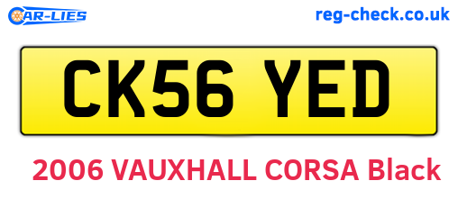 CK56YED are the vehicle registration plates.