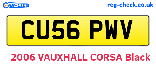 CU56PWV are the vehicle registration plates.