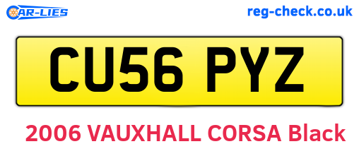CU56PYZ are the vehicle registration plates.
