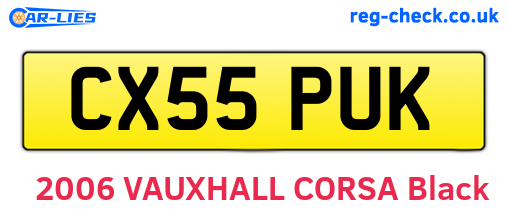CX55PUK are the vehicle registration plates.