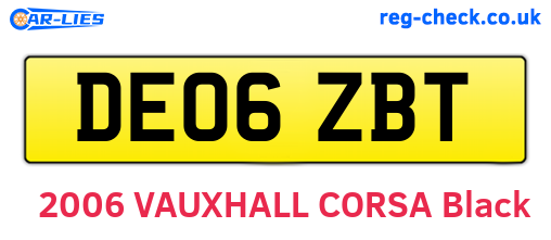DE06ZBT are the vehicle registration plates.