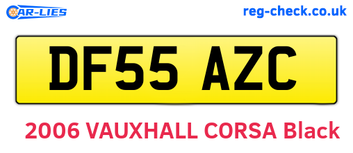 DF55AZC are the vehicle registration plates.