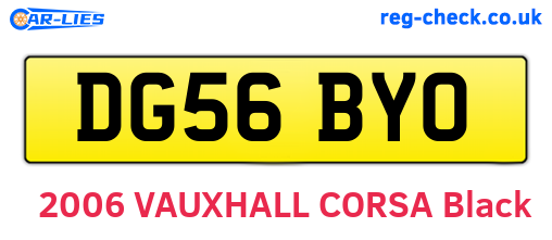 DG56BYO are the vehicle registration plates.