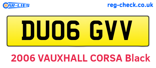DU06GVV are the vehicle registration plates.