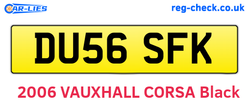 DU56SFK are the vehicle registration plates.