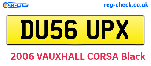 DU56UPX are the vehicle registration plates.