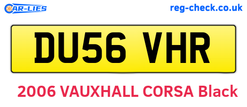 DU56VHR are the vehicle registration plates.
