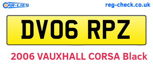 DV06RPZ are the vehicle registration plates.