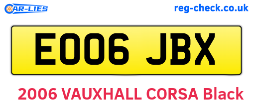 EO06JBX are the vehicle registration plates.
