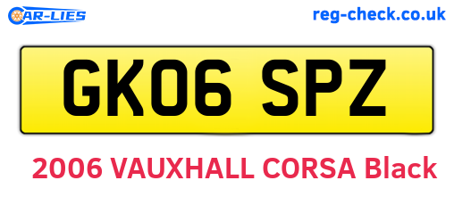 GK06SPZ are the vehicle registration plates.