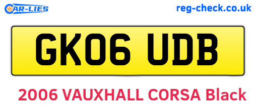 GK06UDB are the vehicle registration plates.