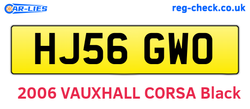 HJ56GWO are the vehicle registration plates.