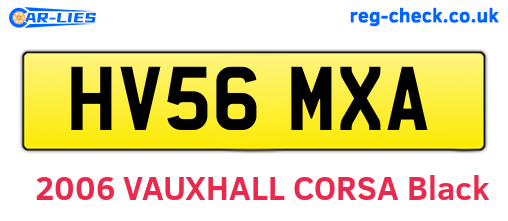 HV56MXA are the vehicle registration plates.