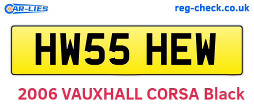 HW55HEW are the vehicle registration plates.