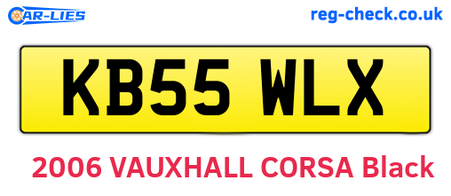KB55WLX are the vehicle registration plates.