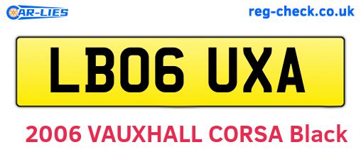LB06UXA are the vehicle registration plates.