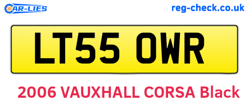 LT55OWR are the vehicle registration plates.
