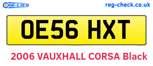 OE56HXT are the vehicle registration plates.