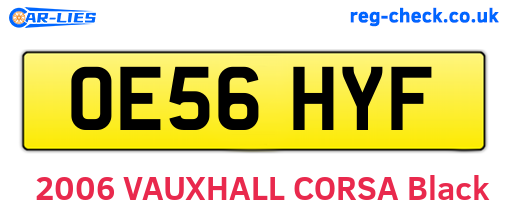 OE56HYF are the vehicle registration plates.