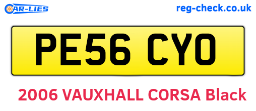PE56CYO are the vehicle registration plates.