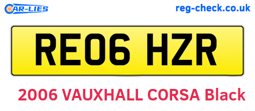 RE06HZR are the vehicle registration plates.
