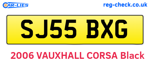 SJ55BXG are the vehicle registration plates.