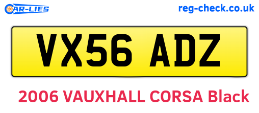 VX56ADZ are the vehicle registration plates.