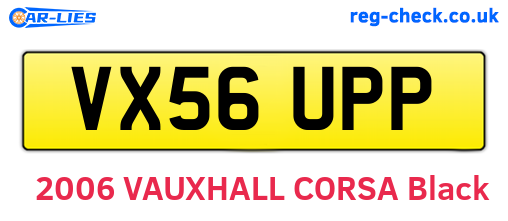 VX56UPP are the vehicle registration plates.