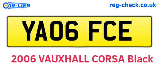 YA06FCE are the vehicle registration plates.