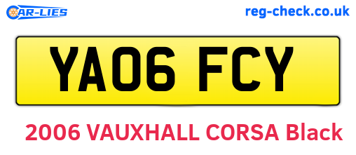 YA06FCY are the vehicle registration plates.