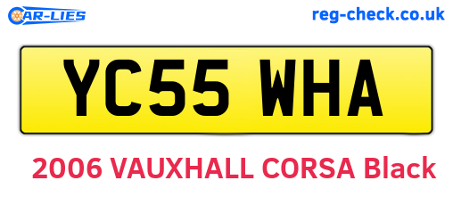 YC55WHA are the vehicle registration plates.