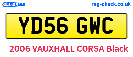 YD56GWC are the vehicle registration plates.